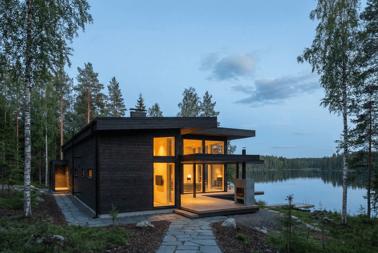 Materiaalgetrouwe architectuur bij schemering